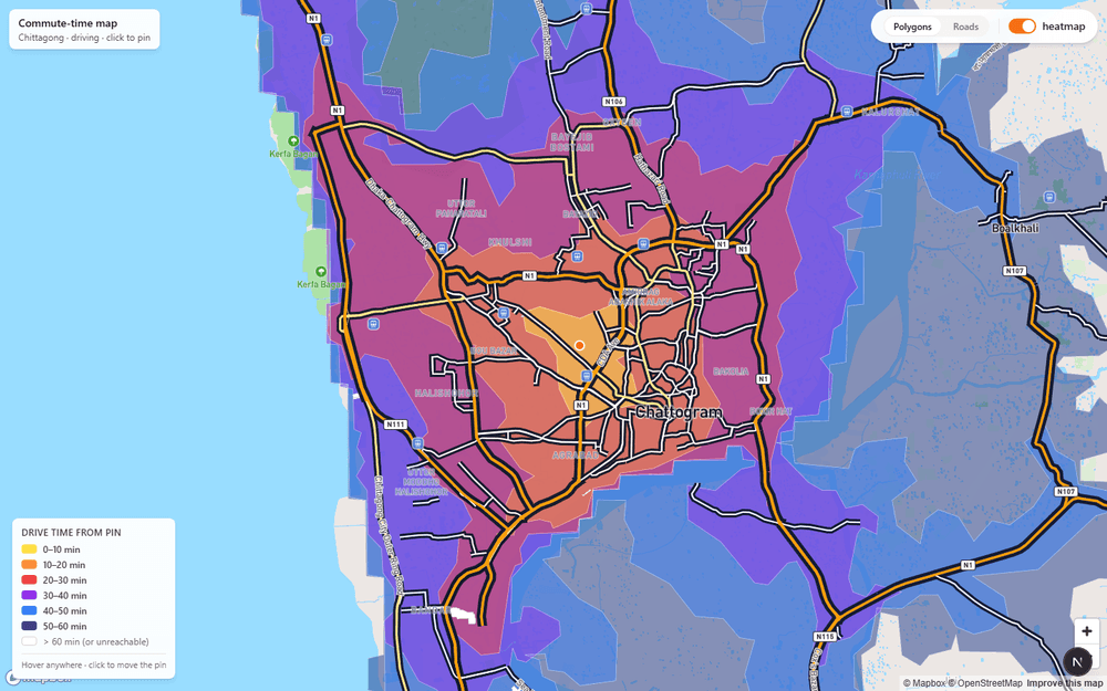  How I Built a Real-Time Commute-Time Map for Chittagong Using Next.js, Mapbox & Turf.js